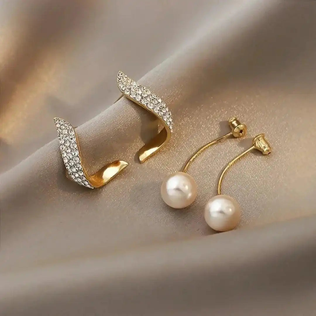 Elegant Pearl Drop Gold Earrings