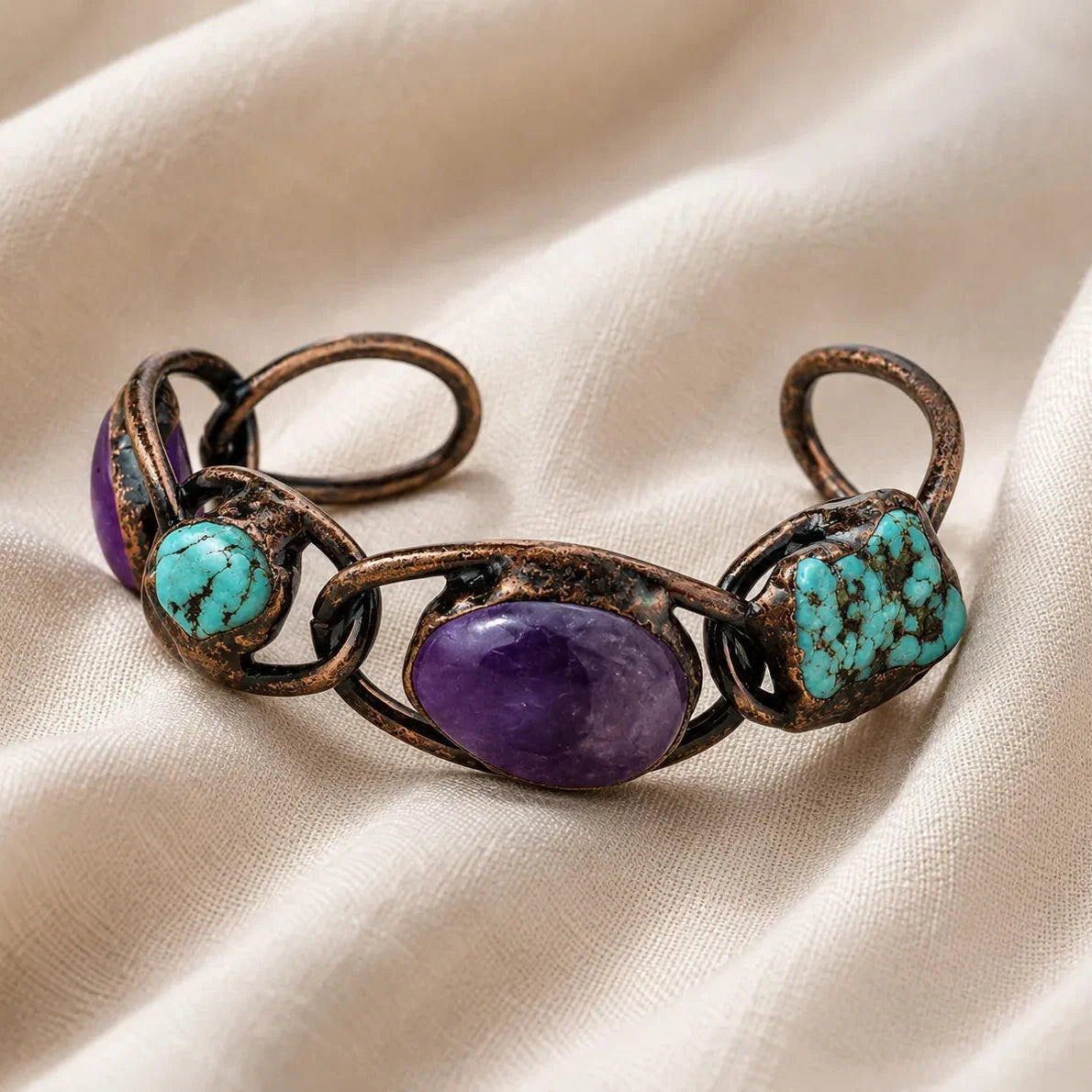 Oval Stone Cuff Bracelet
