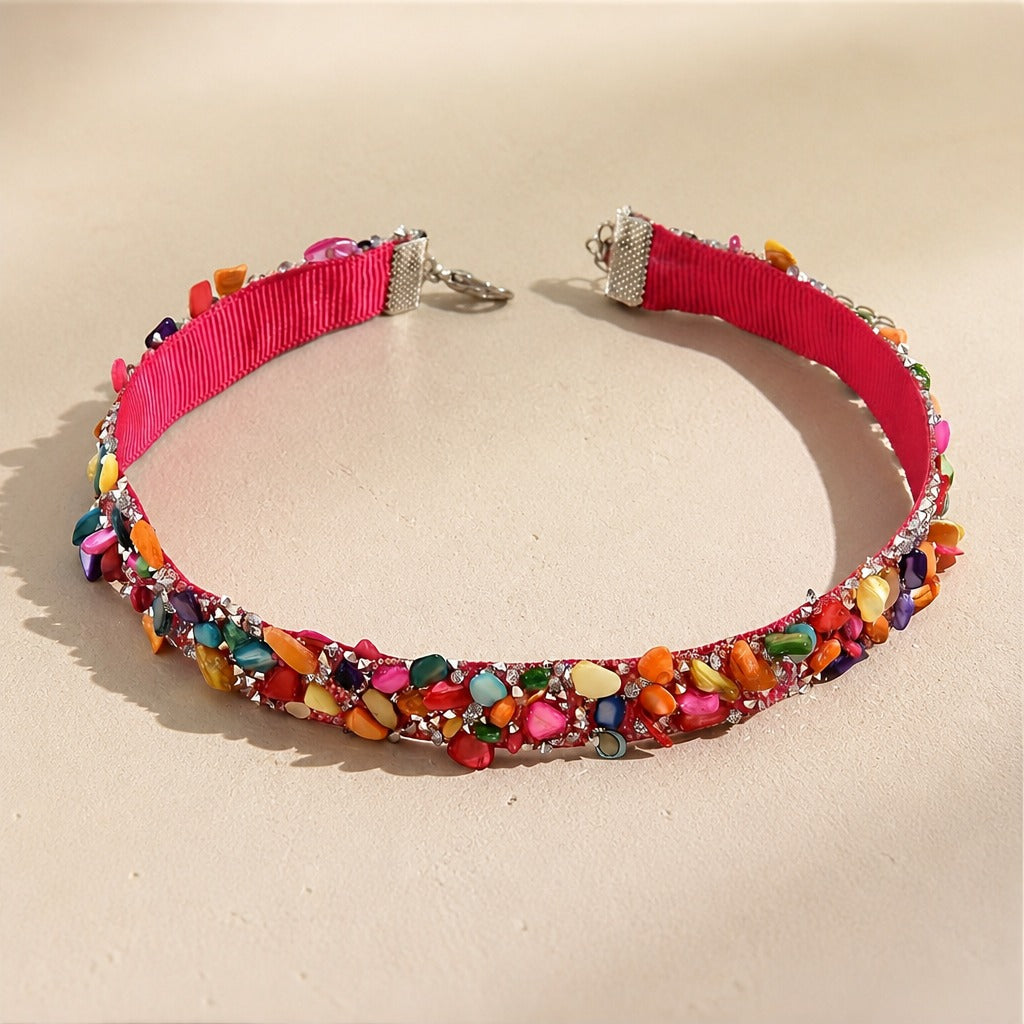 Boho Crushed Stone Choker Necklace