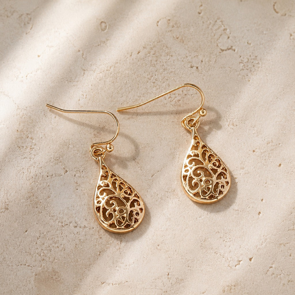 Boho Filigree Teardrop Earrings