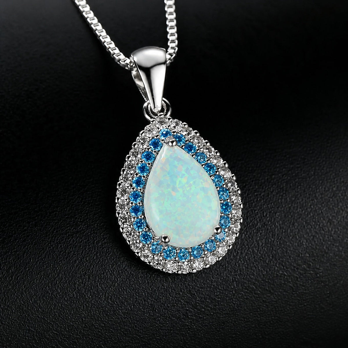 Crystal Blue Opal Necklace