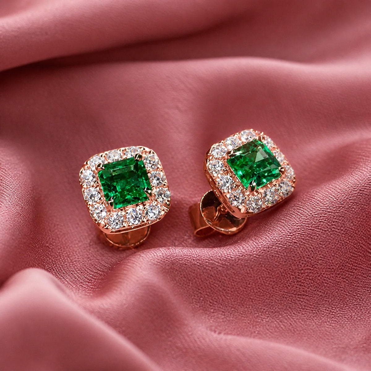 Emerald Monolith Stud Earrings