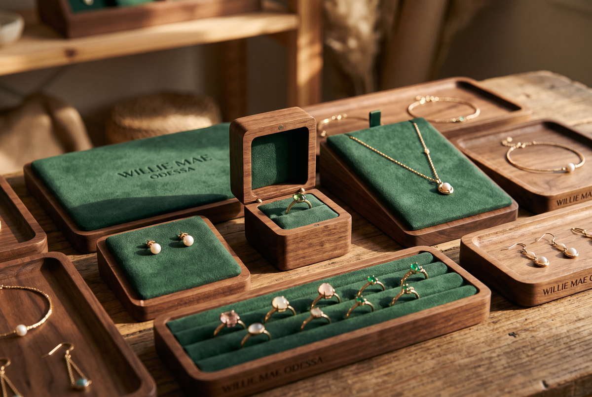 Finished pieces in their boxes